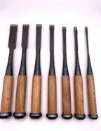 Set Of 7 Rare Koshimitsu Firmer Nomi Japanese Chisels - Unused
