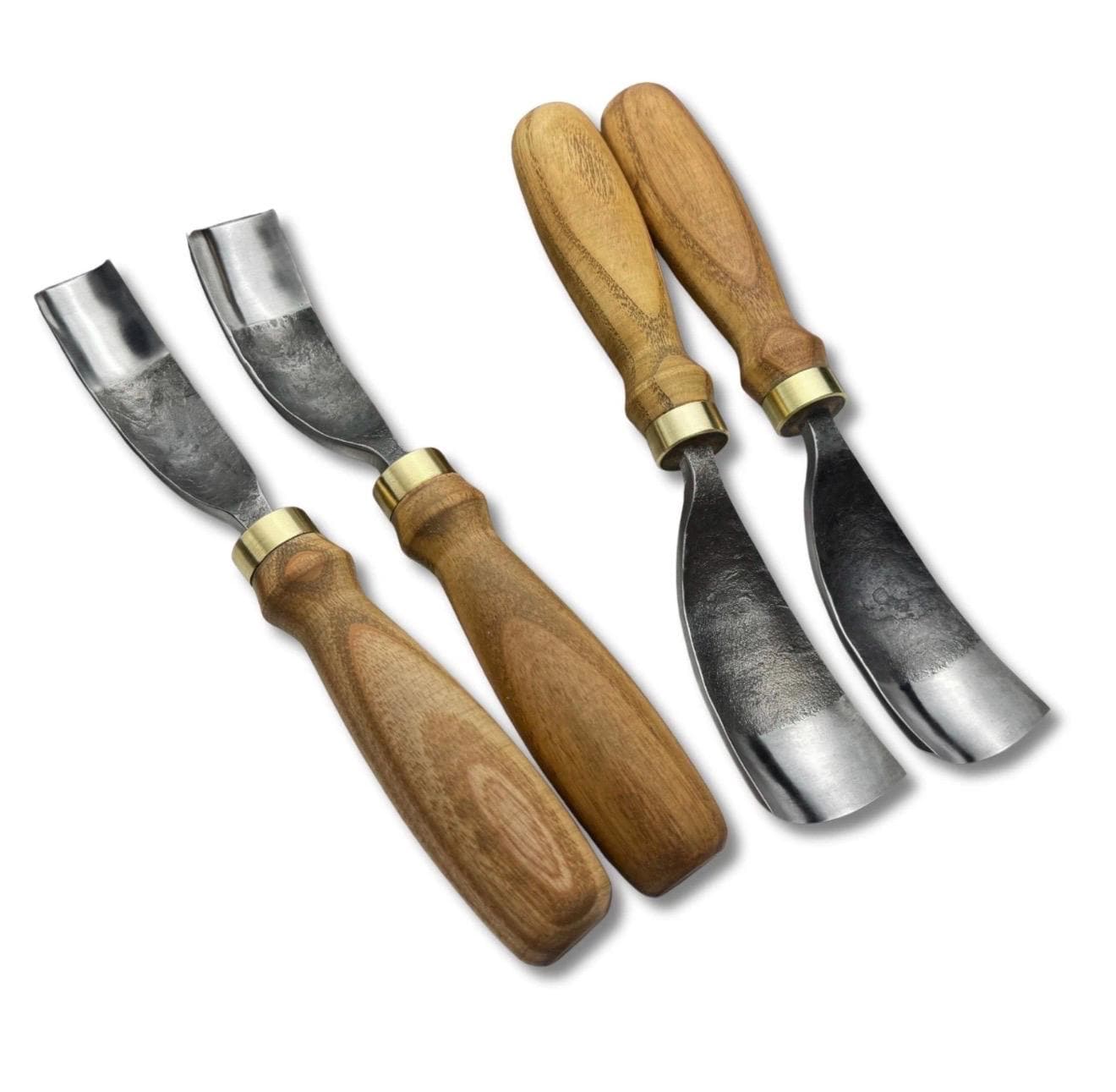 Hand Forged Spoon Carving Gouge Set: Woodworking Chisels with Leather Roll