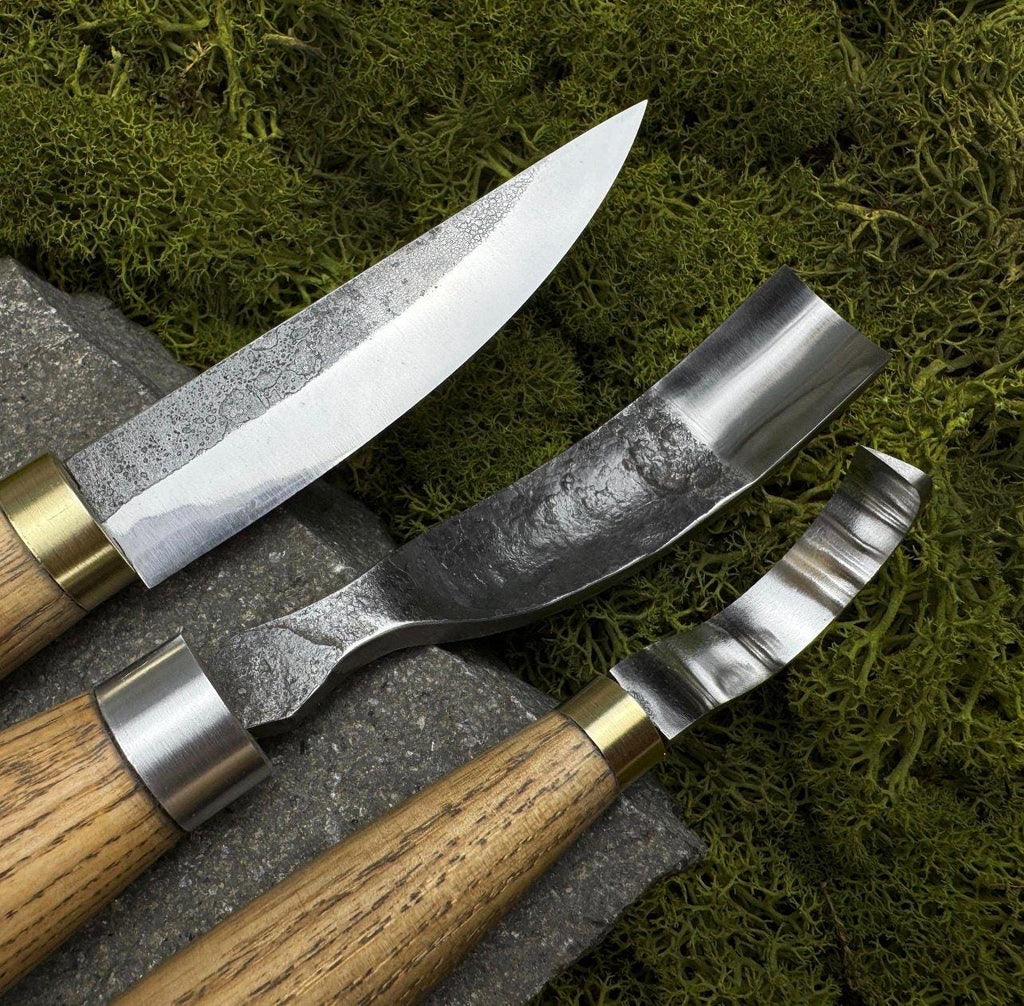 5-Piece Wood Carving Kit with Leather Roll