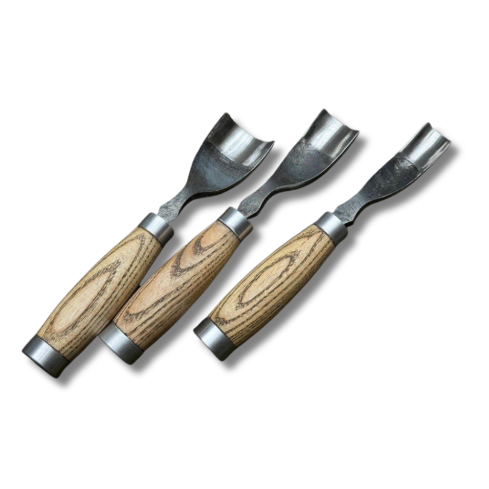 Hand-Forged High-Carbon Steel Gouge Set: Wood Carving Chisels