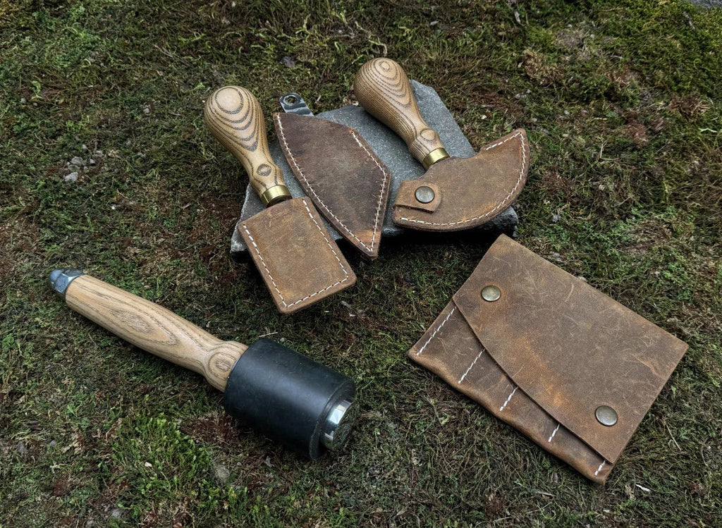 Leather Craft Tool Set – Half Moon Knife, Beveler & Stitching Chisels