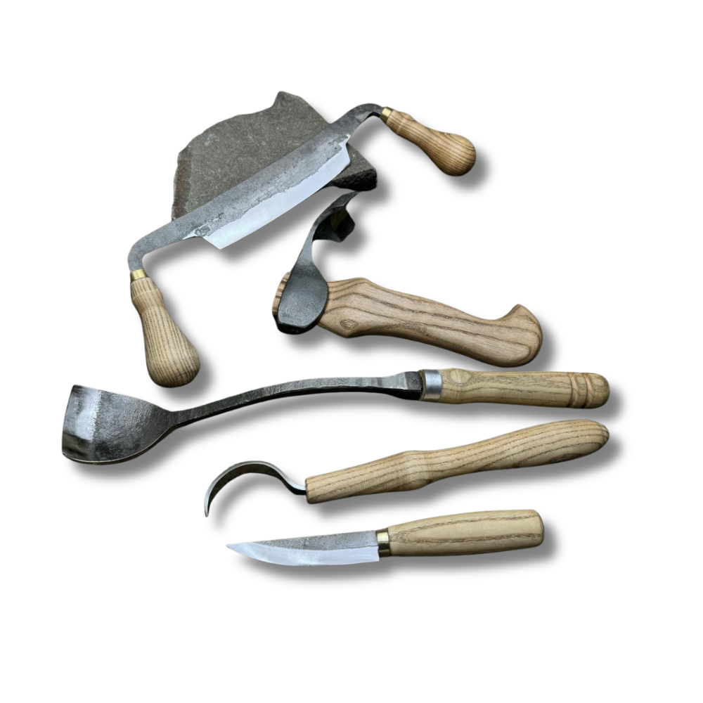 Handmade Wood Carving Tools: 7-Piece High Carbon Steel Knife Set