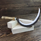Hand-Forged Carbon Steel Sickle | Rustic Harvesting Knife with Leather Sheath