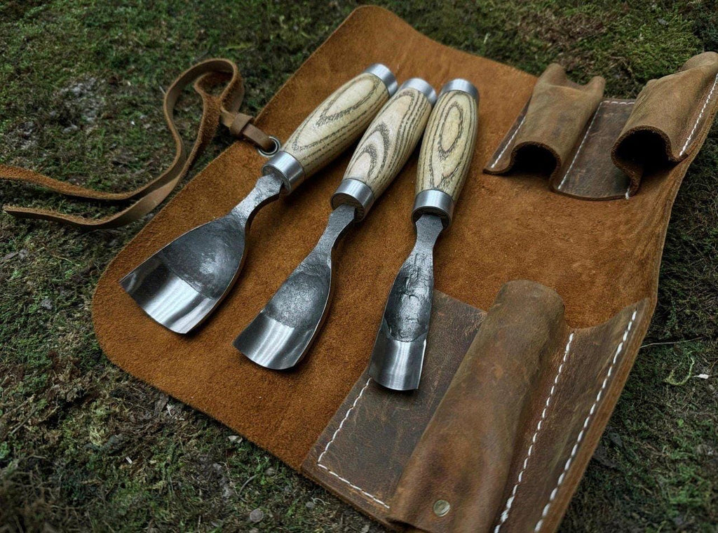 Hand-Forged High-Carbon Steel Gouge Set: Wood Carving Chisels