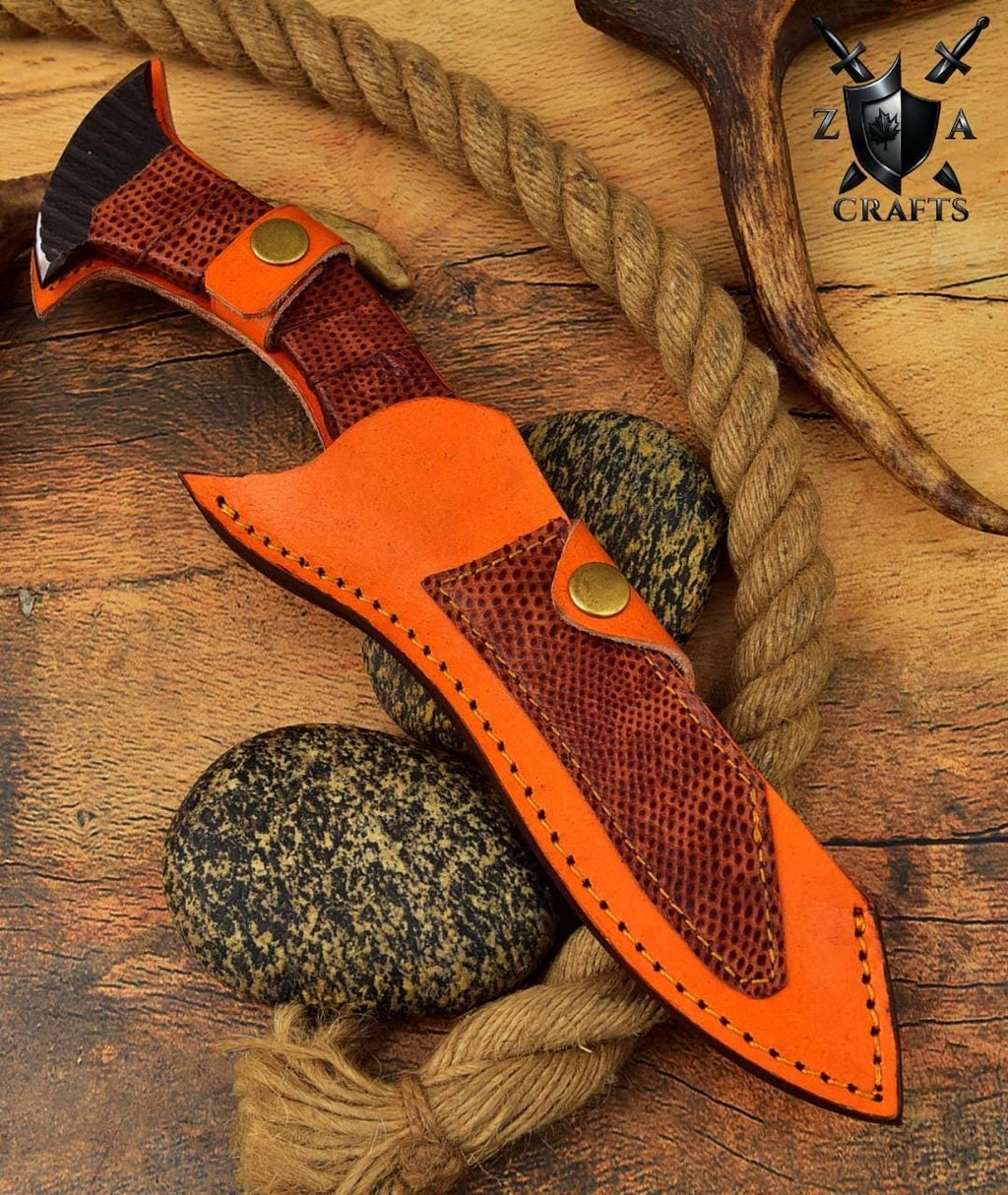 Hand-Forged Carbon Steel Bowie Knife: Custom Hunting Blade & Leather Sheath