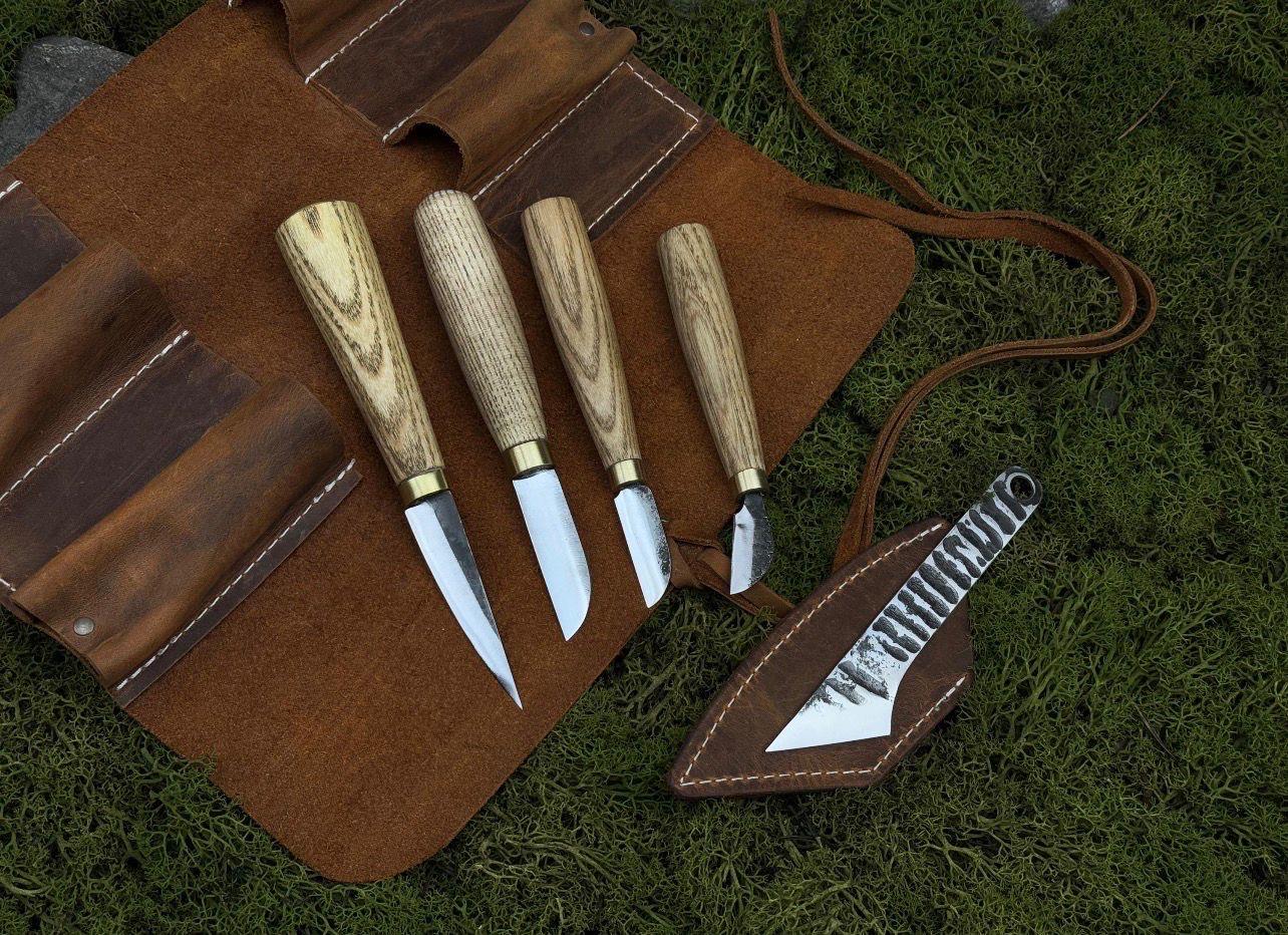 Hand-Forged Wood Carving Knife Set