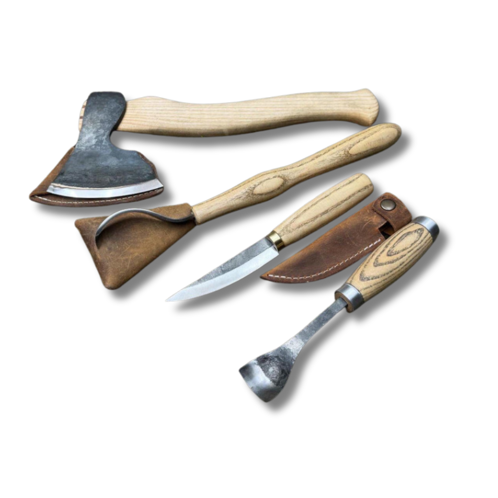 Professional kits Spoon Carving Tool Set  4 Hand Forged Pieces