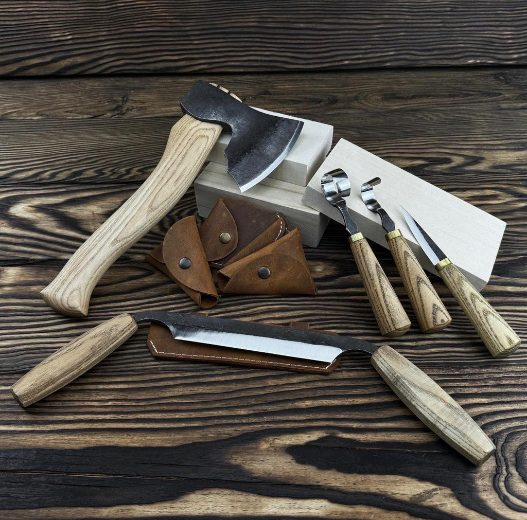 5pc Hand-Forged Woodworking Tool Set | 52100 Steel