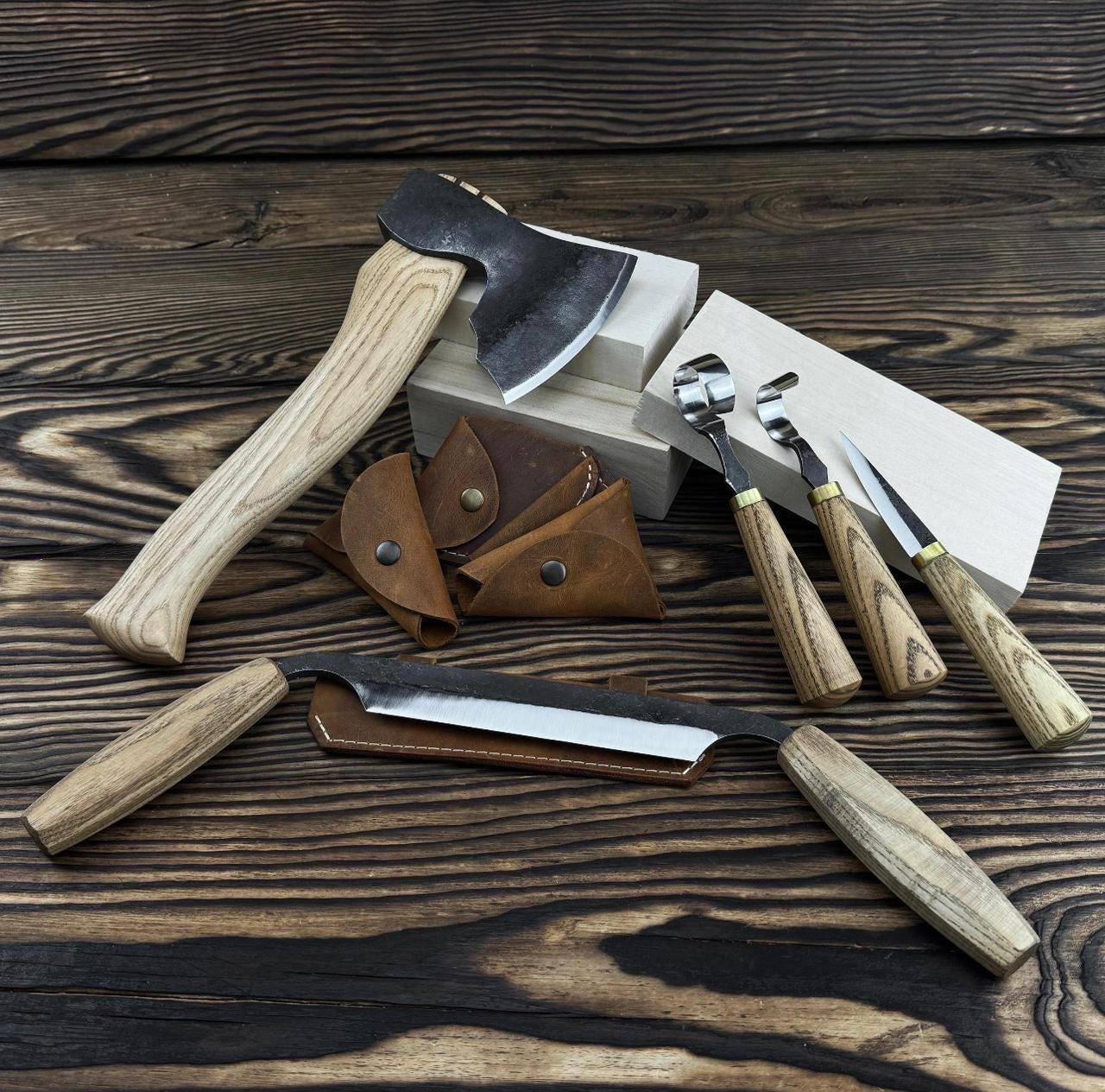 5pc Hand-Forged Woodworking Tool Set | 52100 Steel