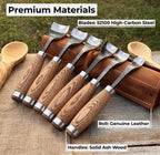 Professional Woodworking Tool Hand-Forged Spoon Carving Gouge Set – 52100 Steel, Ash Handles