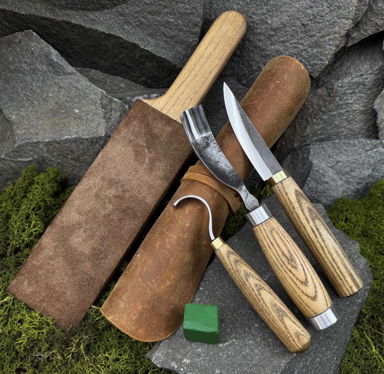 5-Piece Wood Carving Kit with Leather Roll