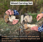Professional Woodworking Tool Hand-Forged Spoon Carving Gouge Set – 52100 Steel, Ash Handles