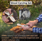 Hand-Forged Spoon Carving Knife Set: Carbon Steel, Ash Handles, Leather Sheath