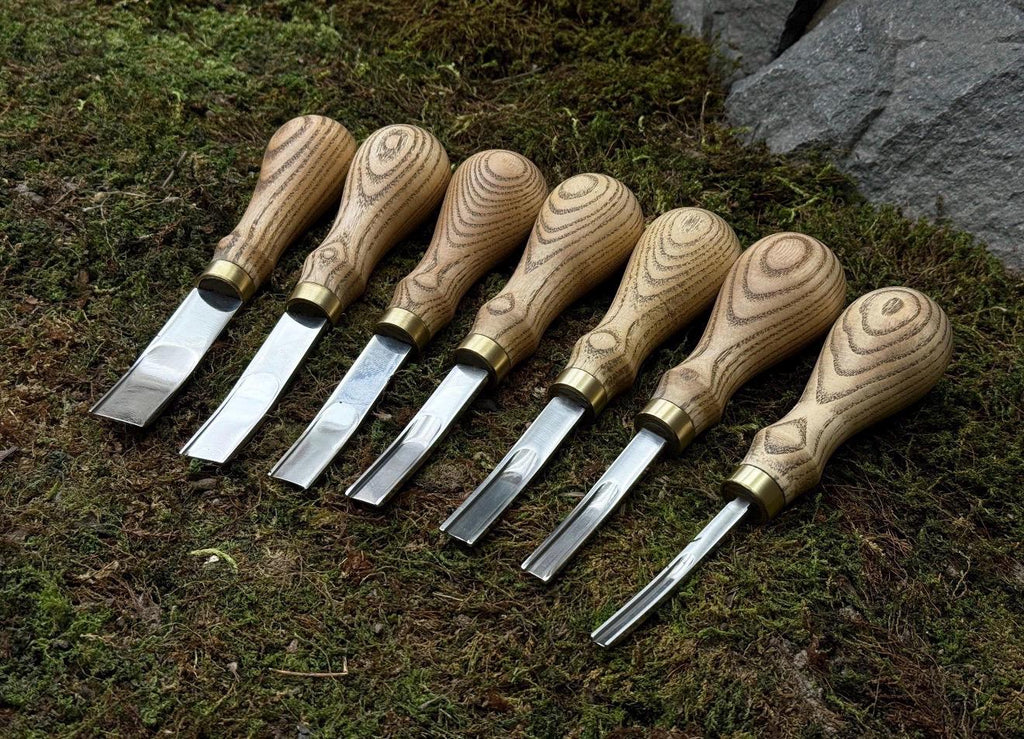 Professional Woodworking Tool Hand-Forged Leather Skiving Knife Set: 52100 Carbon Steel, French Edge, Leather Case