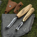 Hand Forged Hook Knife Set: Carbon Steel Spoon, Bowl & Cup Carving