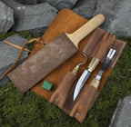 5-Piece Wood Carving Kit with Leather Roll