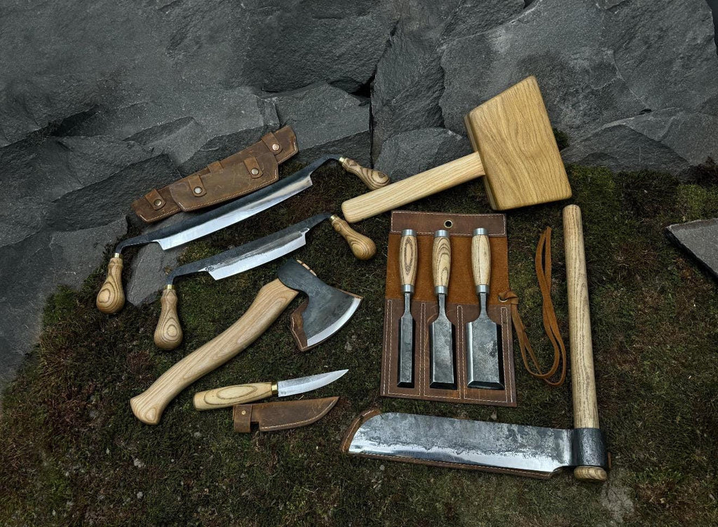 10 pieces pack Artisan Wood Carving Set – Axe, Mallet, Chisels  Knives for Spoon & Bowl Making