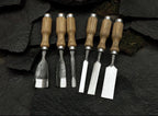 Hand-Forged 52100 Steel Chisel Set | Wood Carving Gouges & Leather Roll