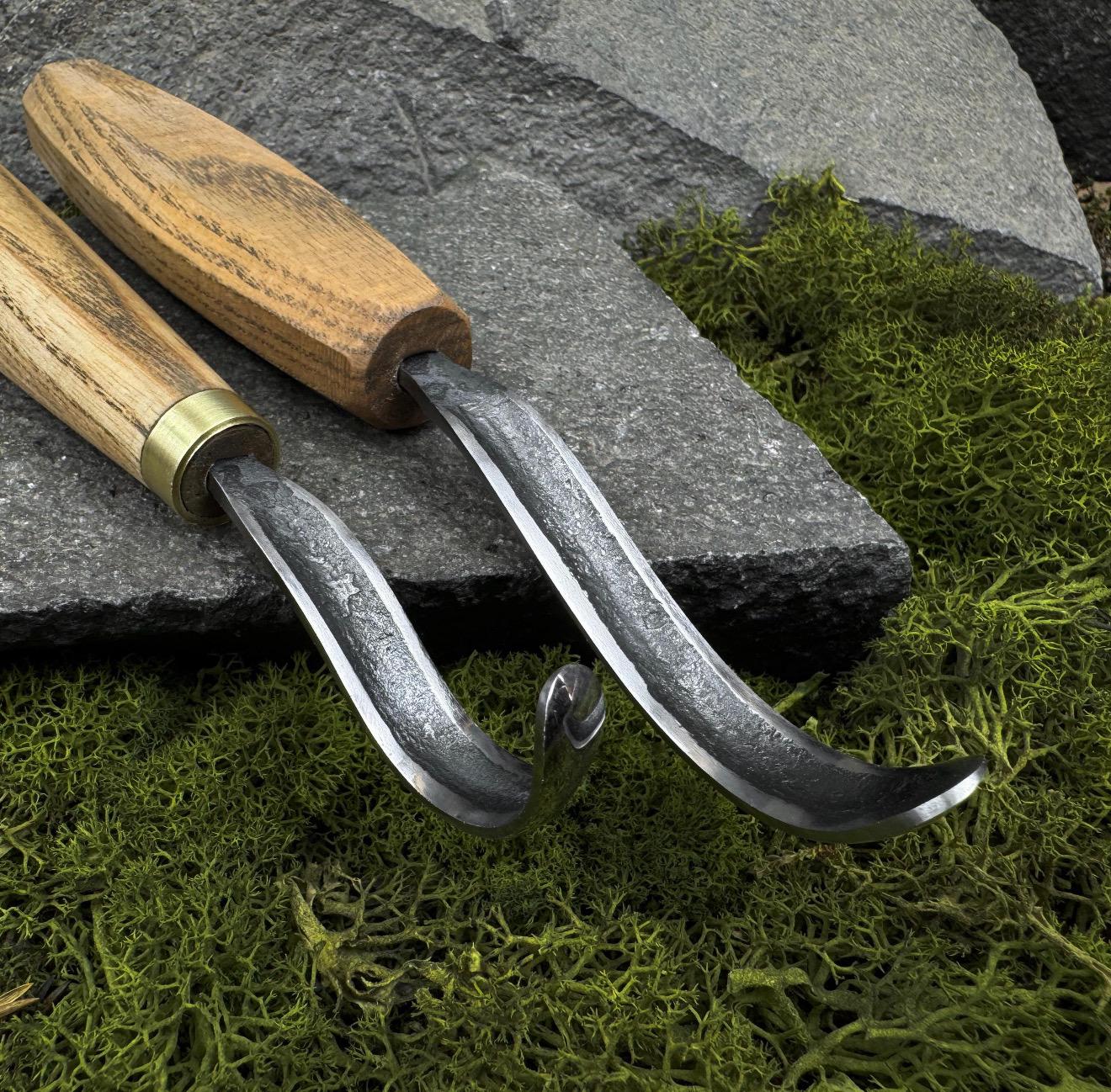 Hand Forged Hook Knife Set: Carbon Steel Spoon, Bowl & Cup Carving