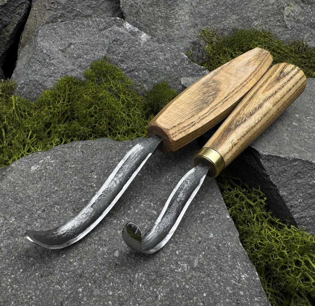 Hand Forged Hook Knife Set: Carbon Steel Spoon, Bowl & Cup Carving