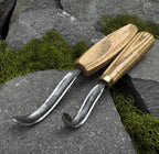 Hand Forged Hook Knife Set: Carbon Steel Spoon, Bowl & Cup Carving