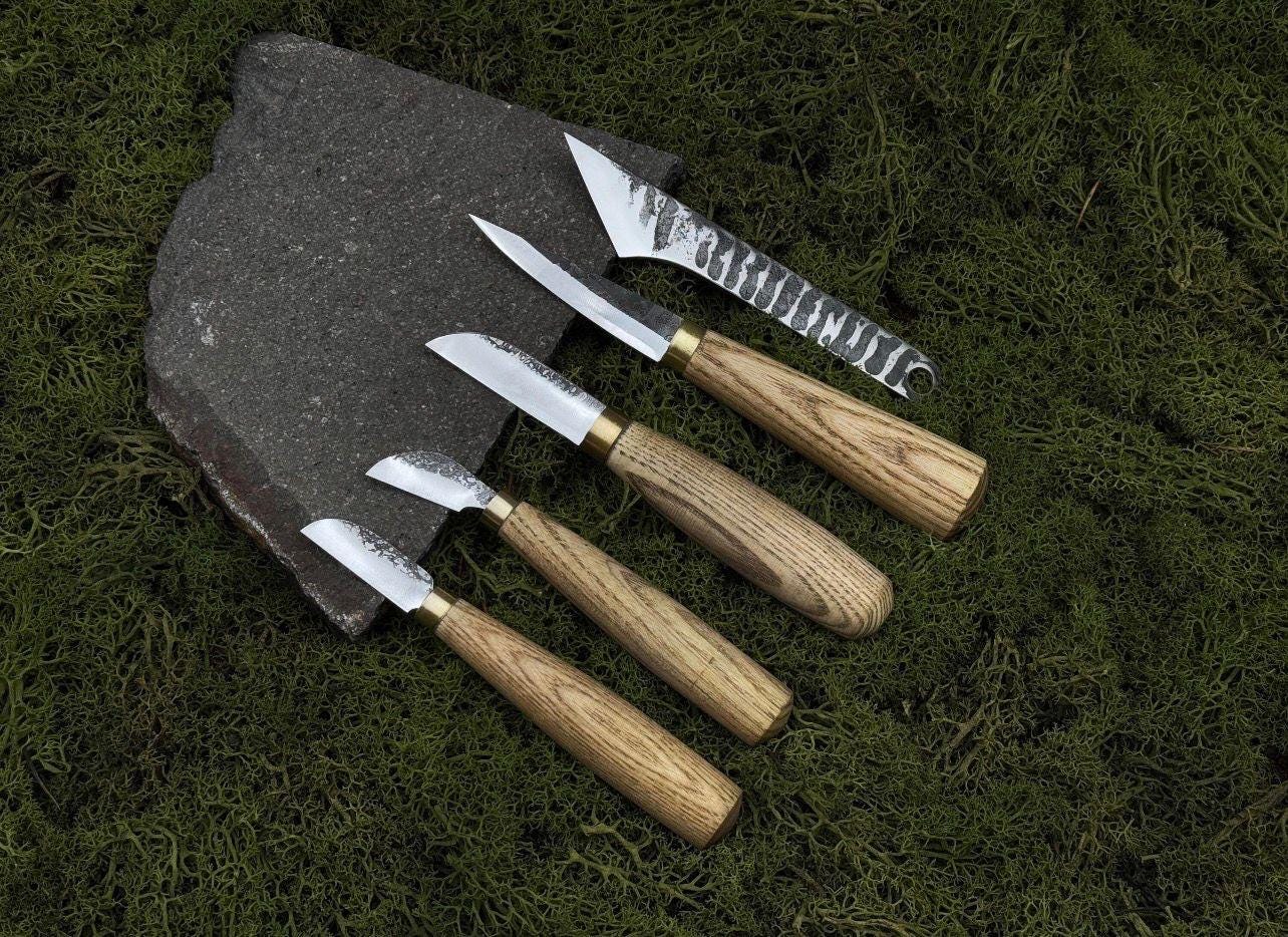 Hand-Forged Wood Carving Knife Set