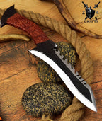 Hand-Forged Carbon Steel Bowie Knife: Custom Hunting Blade & Leather Sheath