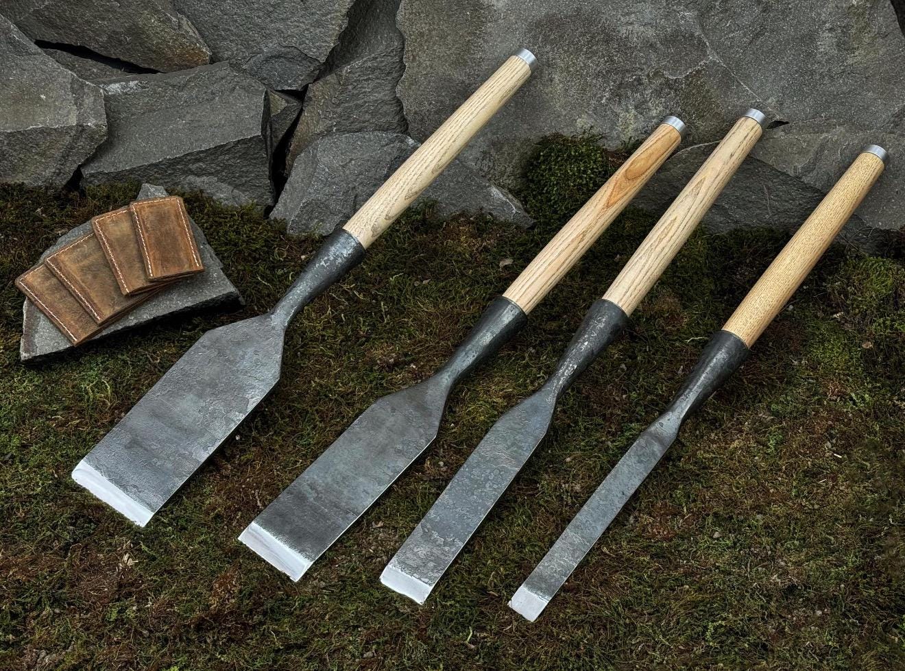 Hand-Forged Carbon Steel Woodworking Chisel Set: Timber Framing Tools
