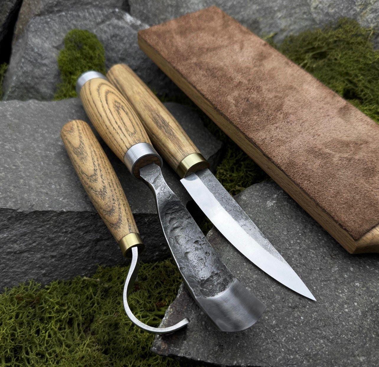 5-Piece Wood Carving Kit with Leather Roll