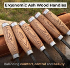 Professional Woodworking Tool Hand-Forged Spoon Carving Gouge Set – 52100 Steel, Ash Handles