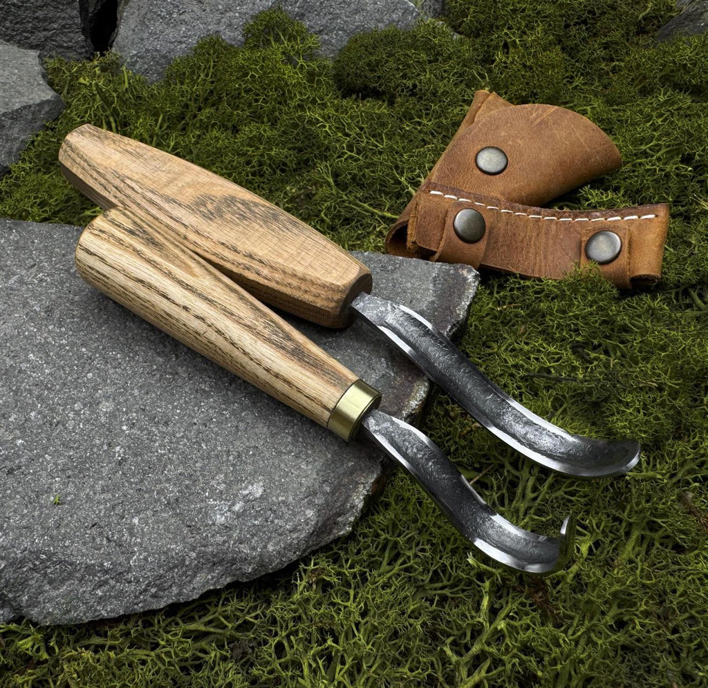 Hand Forged Hook Knife Set: Carbon Steel Spoon, Bowl & Cup Carving