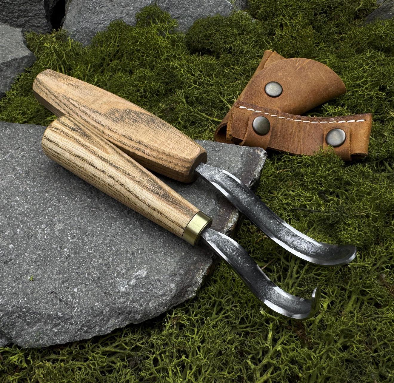 Hand Forged Hook Knife Set: Carbon Steel Spoon, Bowl & Cup Carving