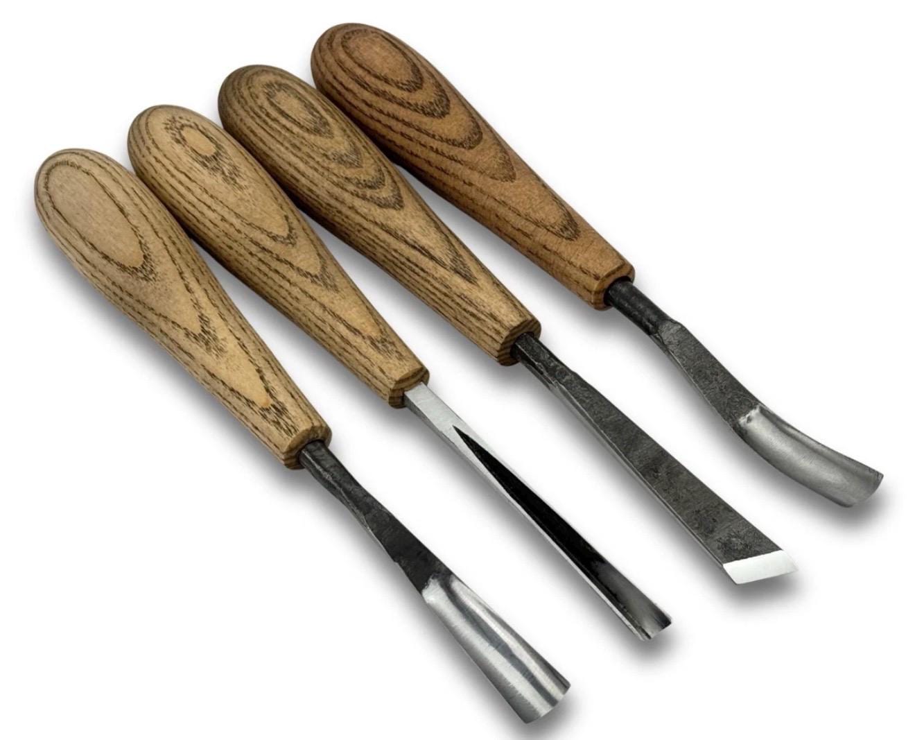Hand Forged Wood Carving Chisel Set: Flat & Curved Gouges