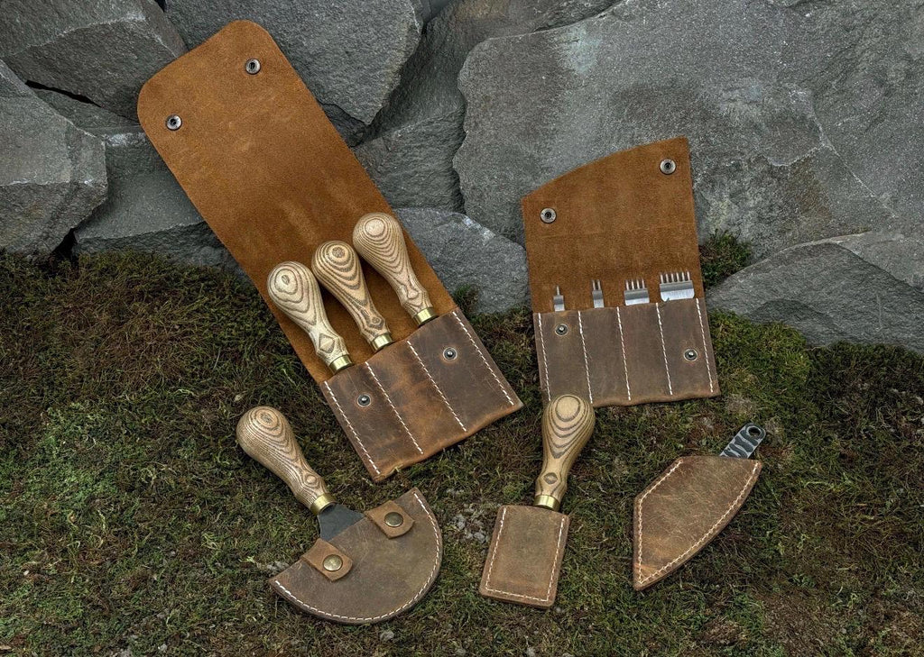 Professional Leatherworking Tool Kit – Cutting Knife, Beveler, Stitching Chisels & Accessories