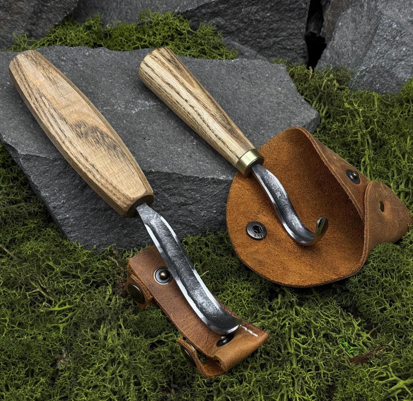 Hand Forged Hook Knife Set: Carbon Steel Spoon, Bowl & Cup Carving
