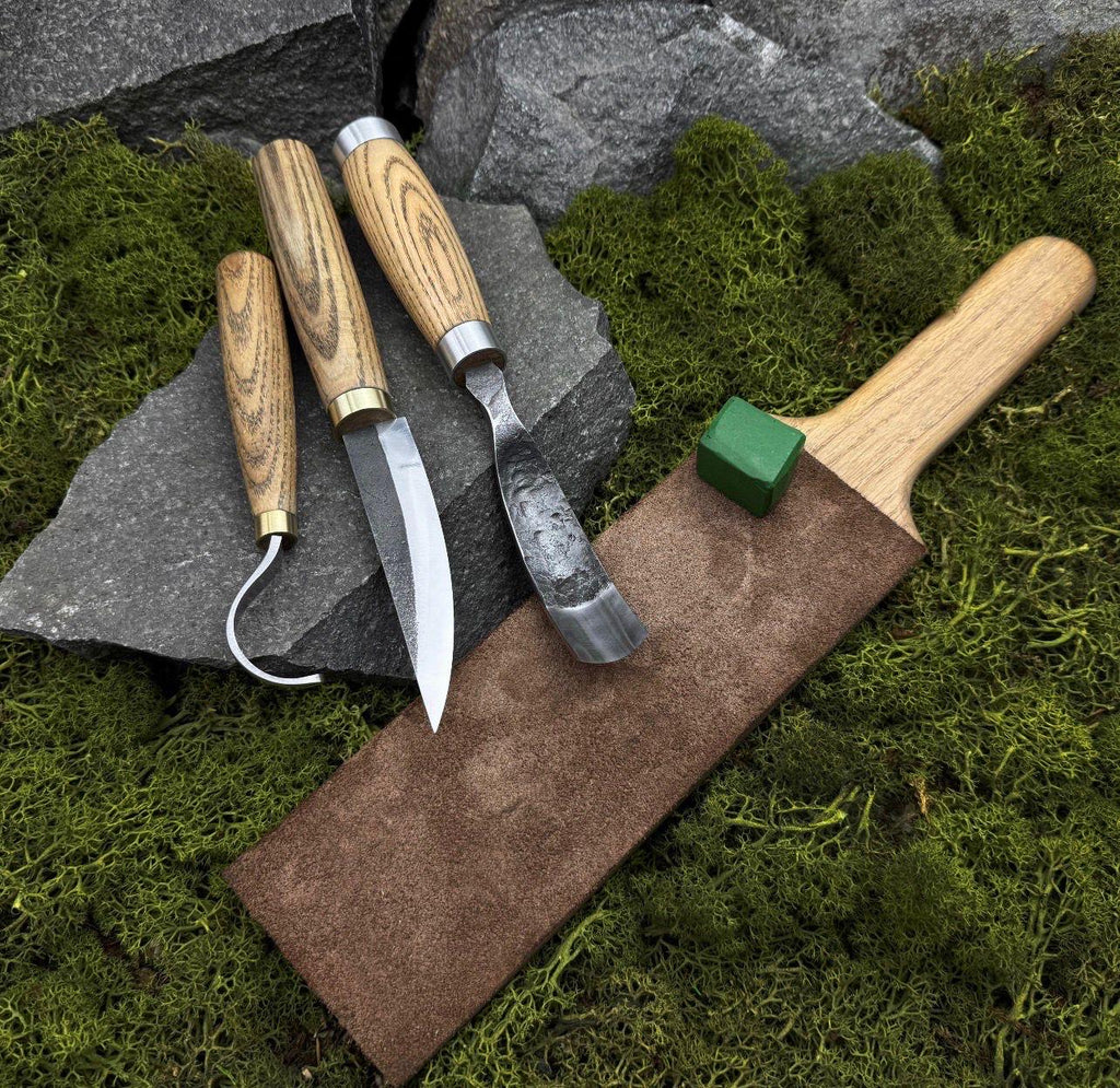 5-Piece Wood Carving Kit with Leather Roll