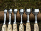 Hand-Forged Wood Carving Gouge Set | Whittling and Spoon Carving, Leather Roll