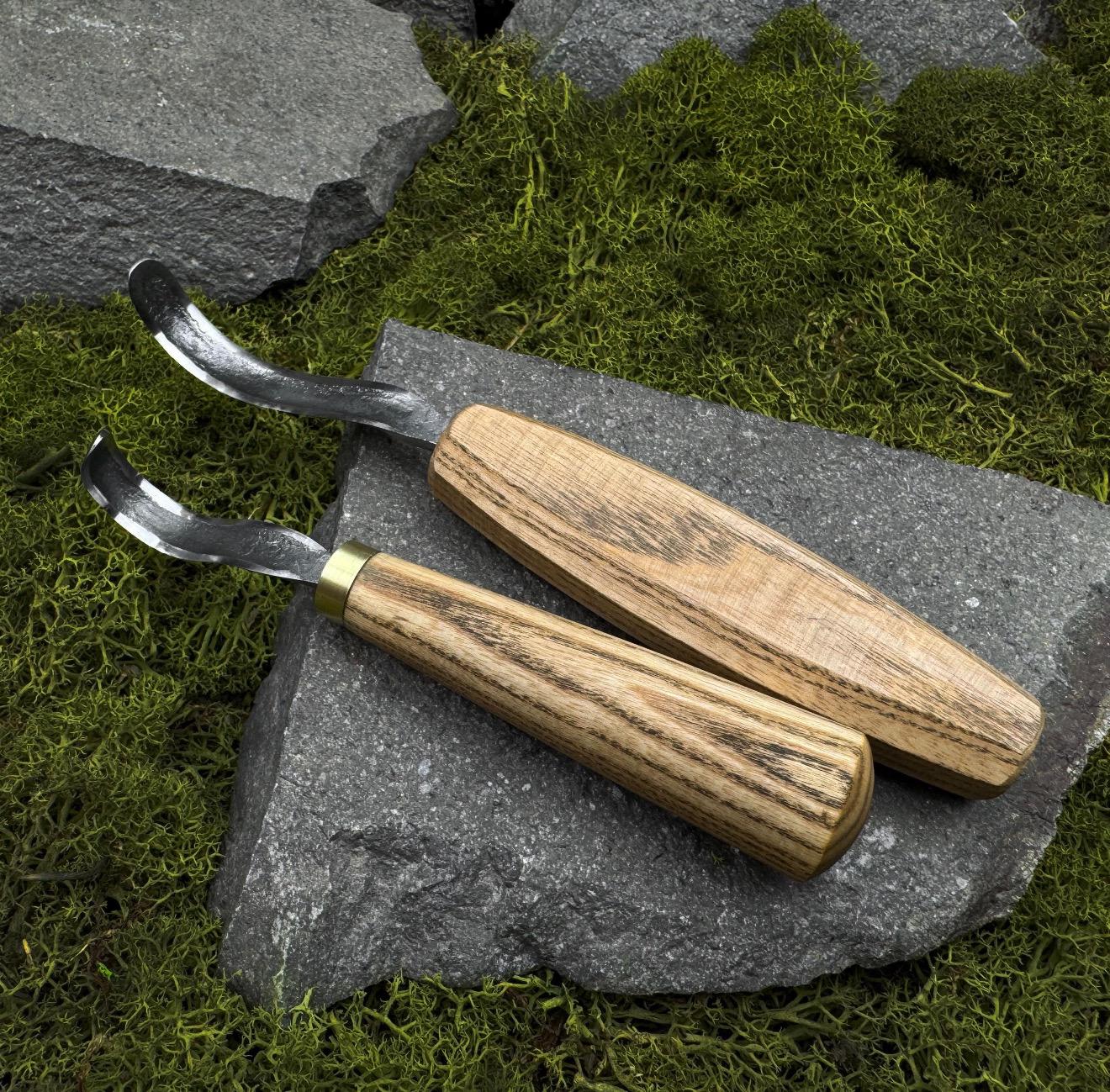 Hand Forged Hook Knife Set: Carbon Steel Spoon, Bowl & Cup Carving