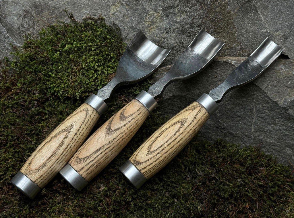 Hand-Forged High-Carbon Steel Gouge Set: Wood Carving Chisels