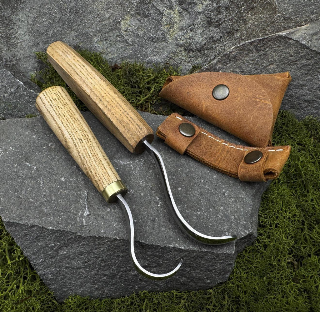 Hand Forged Hook Knife Set: Carbon Steel Spoon, Bowl & Cup Carving