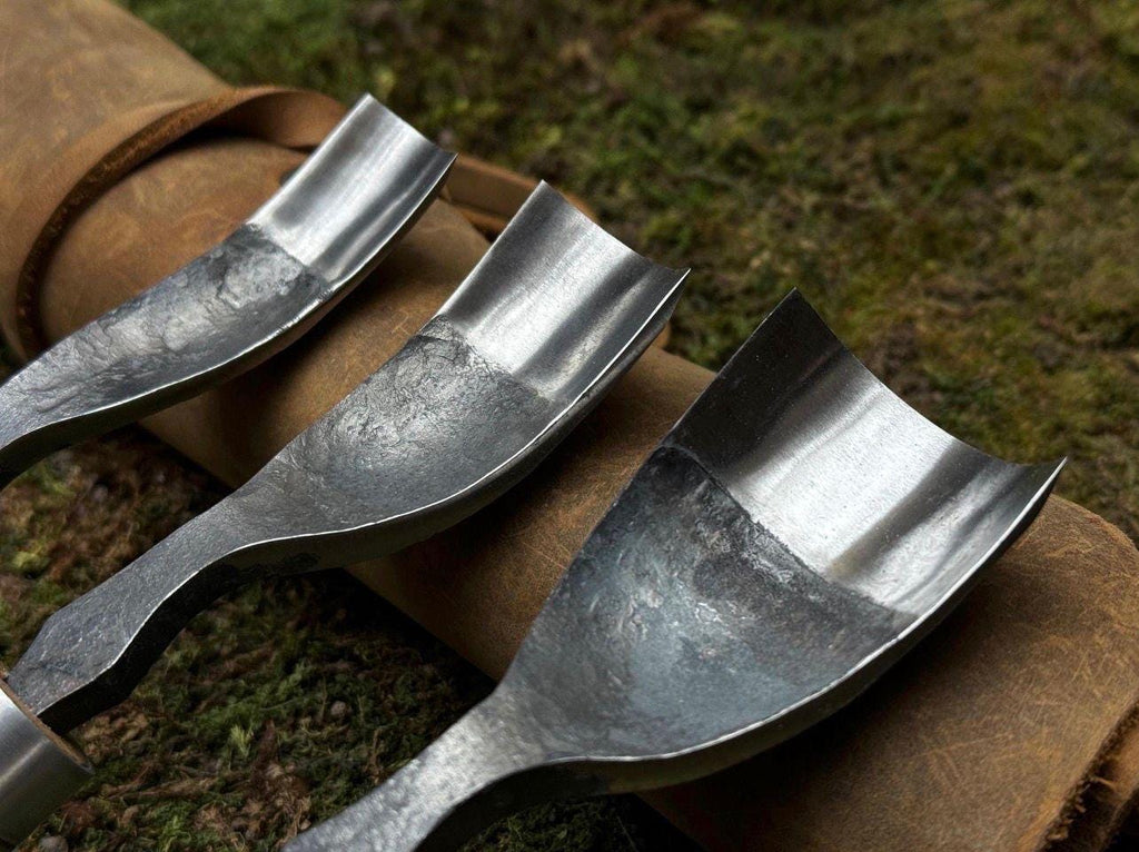 Hand-Forged High-Carbon Steel Gouge Set: Wood Carving Chisels