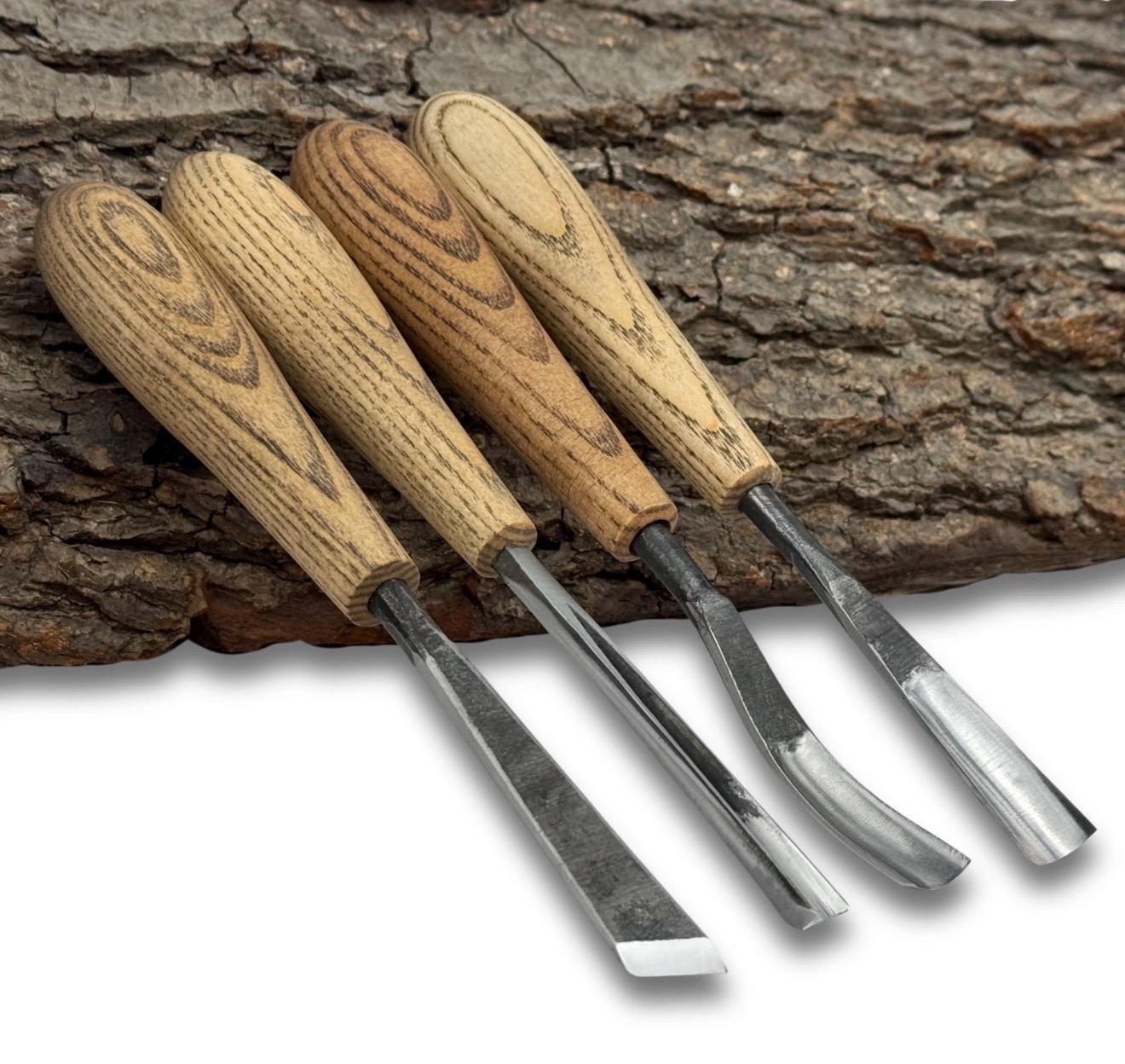 Hand Forged Wood Carving Chisel Set: Flat & Curved Gouges