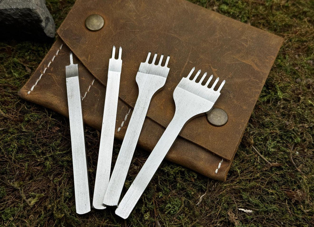 Leather Craft Tool Set – Half Moon Knife, Beveler & Stitching Chisels
