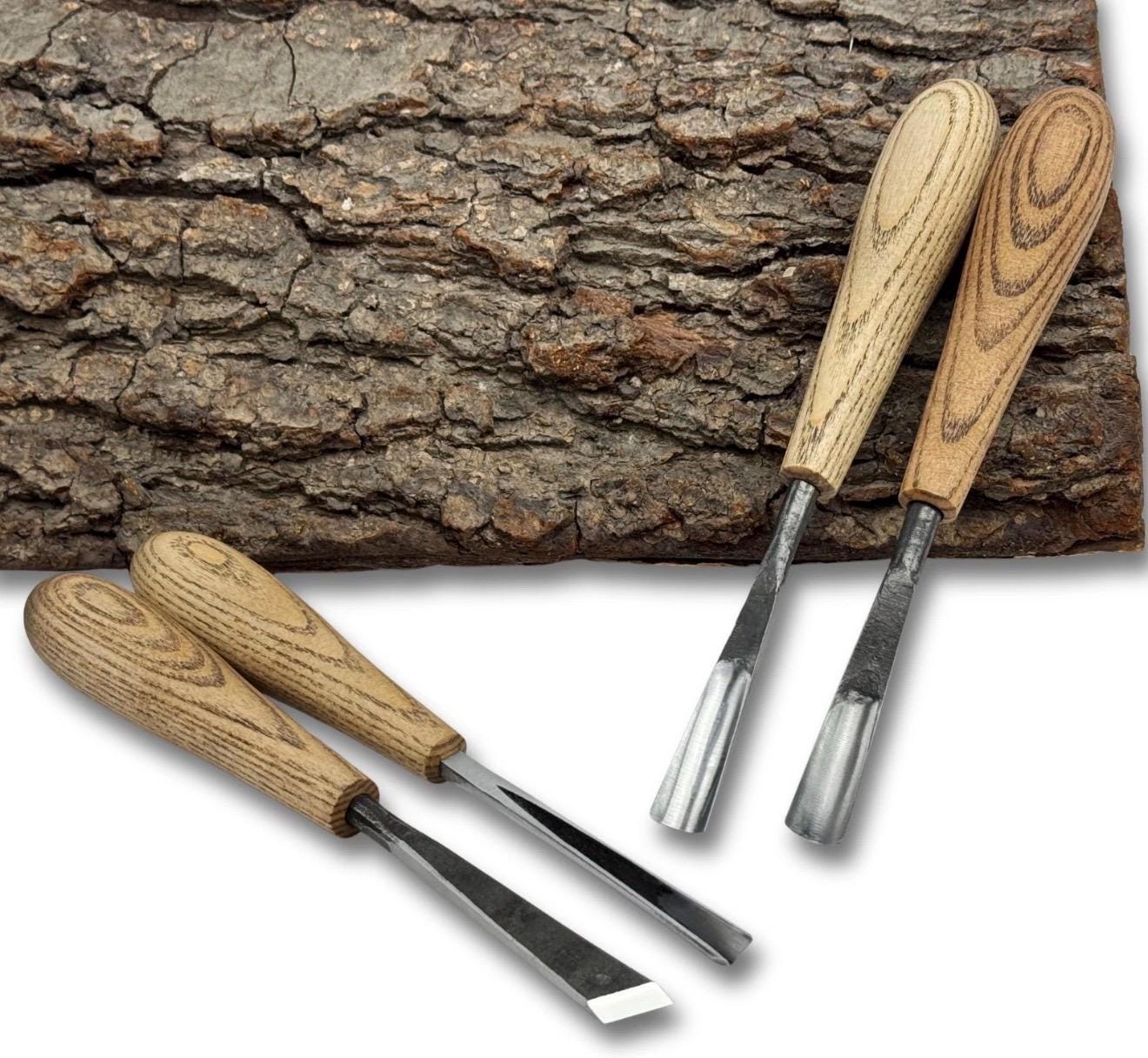Hand Forged Wood Carving Chisel Set: Flat & Curved Gouges
