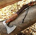 Hand-Forged Viking Bearded Axe: Carbon Steel Camping Hatchet with Leather Sheath