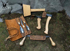 Hand-Forged Wood Carving Tool Set: High-Carbon Steel Blades & Leather Sheaths