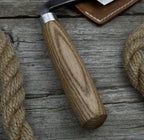 Hand Forged Carbon Steel Drawknife: Straight Blade, Ash Handle & Leather Sheath