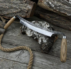 Hand Forged Carbon Steel Drawknife: Straight Blade, Ash Handle & Leather Sheath