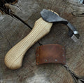 Hand-Forged Bowl Carving Adze: 52100 Carbon Steel Blade, Ash Handle & Leather Sheath