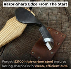 Hand-Forged Bowl Carving Adze: 52100 Carbon Steel Blade, Ash Handle & Leather Sheath